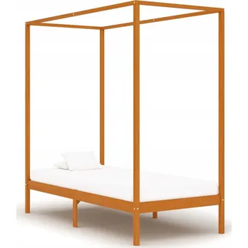 Postel Rám postele s nebesy z borovicového dřeva 90x200 cm, medově hnědá