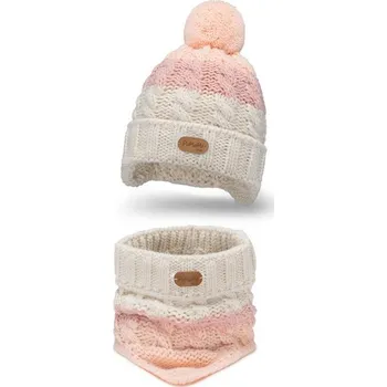 Kšiltovka Pamami Dětský zimní set Fuad bílo-růžová One size