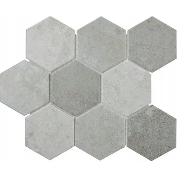 Obklad KERAMICKÁ MOZAIKA ŠEDÁ HEXAGON, ŠESTIHRANNÁ ŠEDÁ