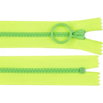 Zip Kostěný zip barevný No 5 délka 25 cm s ozdobným jezdcem - 9 (229) žlutá zelená