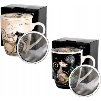 Hrnek Veroni s kočkami, porcelánový, 360 ml