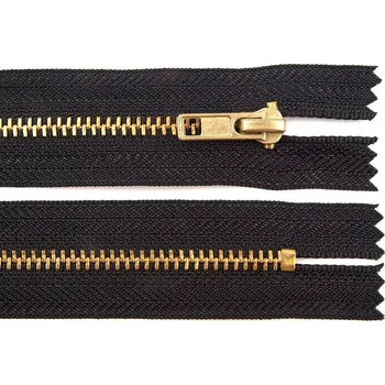 Zip Kovový / mosazný zip šíře 4 mm délka 20 cm kalhotový - 322 černá