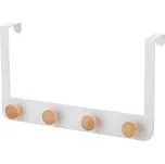 MSV závěsný věšák na dveře se 4 háčky NAYA, matně bílý, bambus, ocel, 45 mm