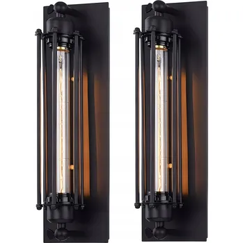 Nástěnné svítidlo 2 ks Nástěnné svítidlo Retro černé Loft retro Lampa teplá bílá E27