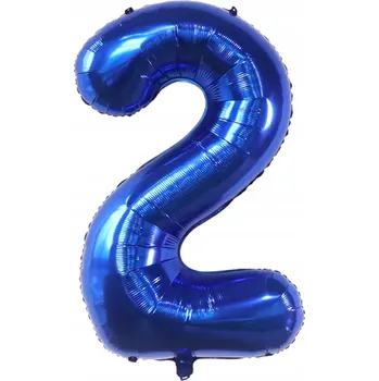 Balónek MODRÝ BALÓNEK ČÍSLICE 2 Chrpa 80cm FÓLIOVÝ na NAROZENINY