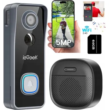 Domovní zvonek 5MP Bezdrátový Videotelefon Zvonek WiFi PIR 5MPx ZVONEK S KAMEROU 64GB