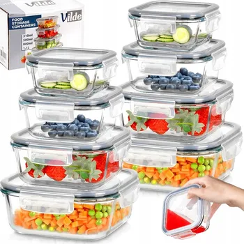 Dóza na potraviny Nádoba na potraviny Vilde skleněná 8dílná sada žáruvzdorná průhledná