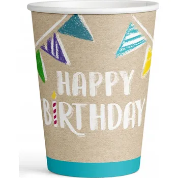Party nádobí Kelímky k narozeninám Happy Birthday 250ml 8ks