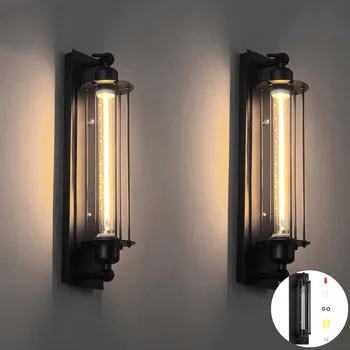 Nástěnné svítidlo 2 ks Nástěnné svítidlo Retro černé Loft retro Lampa teplá bílá E27