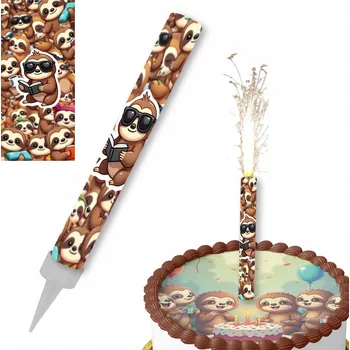 Dortová svíčka FONTÁNA FONTÁNA S LENOCHY SVÍČKA S LENOCHY NAROZENINOVÝ DORT 12cm