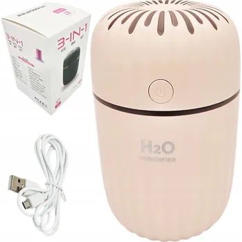 Aroma difuzér PŘENOSNÝ ZVLHČOVAČ VZDUCHU USB DIFUZÉR AROMATERAPIE RŮŽOVÝ 300ML