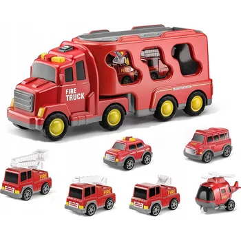 autíčko VELKÁ SADA HASIČSKÉHO AUTA AUTOPŘEPRAVNÍK 7v1 ZVUK SVĚTLO AUTÍČKA TIR WOOPIE