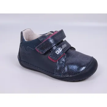 Dívčí polobotky D.D.step Celoroční boty obuv D.D. step kožené BAREFOOT S070-52778A tmavomodré s kočičkou velikost: 22