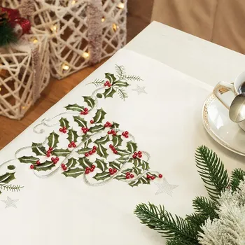 Prostěradlo ZIELONY UROK Běžec s výšivkou, šířka 40 cm x výška 140 Cm, 001 bílá