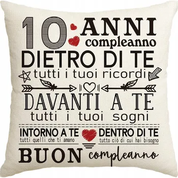 Povlak na dekorativní polštářek Artoid Mode Dekorační Povlak na Polštář k 10. Narozeninám 45x45 cm
