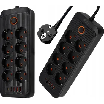 Napájecí kabel Prodlužovací Kabel lišta Smartled 2 m 8 ks zásuvek černá