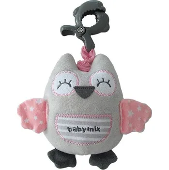 Baby Mix Edukační hrající plyšová hračka s klipem - sova růžová