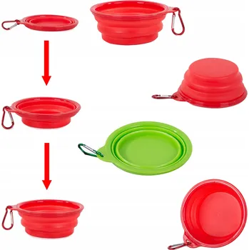 Miska pro psa SILIKONOVÁ SKLÁDACÍ MISKA PRO PSA CESTOVNÍ TURISTICKÁ + KARABINA 0,4L