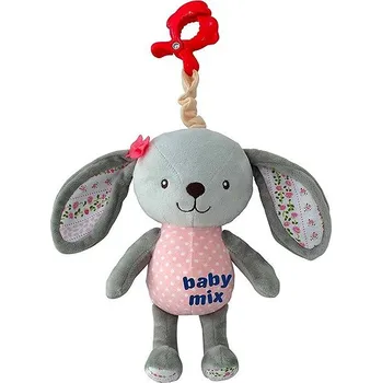 Baby Mix Dětská plyšová hračka s hracím strojkem a klipem - králík