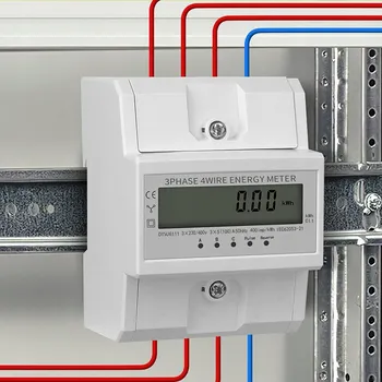 Elektronický třífázový elektroměr 100A LCD na DIN lištu, třída 1