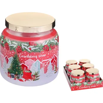 Svíčka Nohel garden Svíčka ve skle CRANBERRY SNOW vonná dřevěný knot 450g