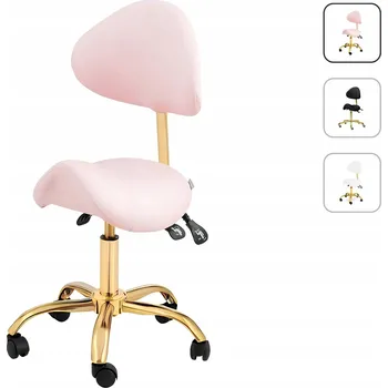 Stolička Růžová kosmetická stolička s nastavitelným opěradlem a zlatou základnou – Moemi