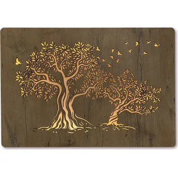 Obraz Li-Go "Dvě olivy" světelný obraz 230V 90x62cm provedení povrchu: dub světlý