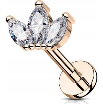 Vrták Labret s třemi krystalky 1,2/6 růžové zlato