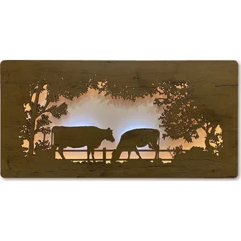 Obraz Li-Go "Kravičky" světelný obraz 230V 120x60cm provedení povrchu: dub světlý