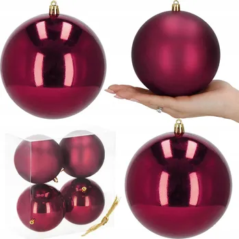 Vánoce Springos® vánoční baňky 4 ks 12 cm vínové