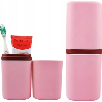 Péče o chrup Pouzdro na zubní kartáček, cestovní pouzdro na pastu, úzké, růžové – do školy
