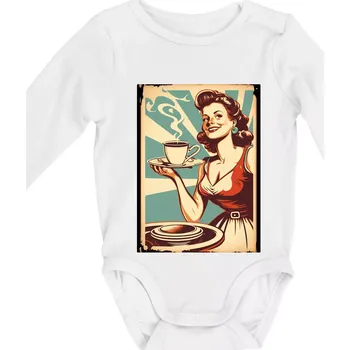 Holka z kavárny - Body kojenecké s dlouhým rukávem - Dlouhý r. do 3 měs ( Bílá )