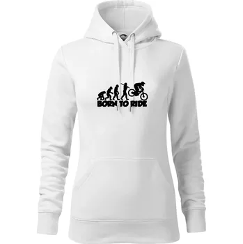 Dámská mikina Evoluce Born to ride - Mikina dámská Cape s kapucí - M ( Bílá )