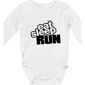 Eat sleep run velké - Body kojenecké s dlouhým rukávem - Dlouhý r. do 3 měs ( Bílá )