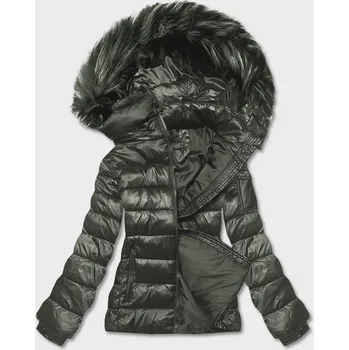 Krátká dámská zimní bunda v khaki barvě (YP-20129-6) odstíny zelené XL (42)
