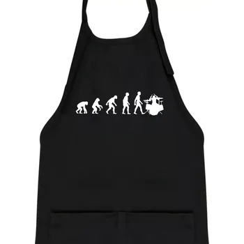 Kuchyňská zástěra Evoluce bubeník - Dětská zástěra na vaření - Univerzální velikost ( Černá )