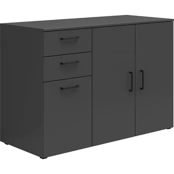 Komoda Komoda MultiDo 120 cm se 2 zásuvkami a 2 skříňkami - Black Red White - BRW Grafit 120x82 cm