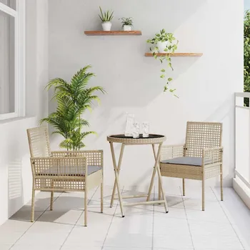 Zahradní sestava Zahradní bistro set 3 pcs Béžová polyratan