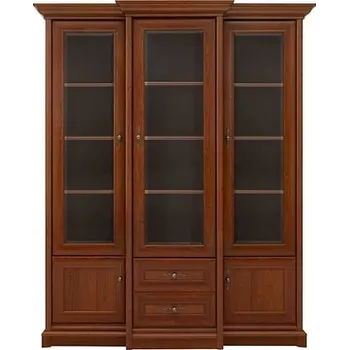 Knihovna Vitrína Kent - Black Red White - BRW Kaštan 168x205 cm