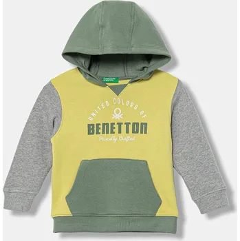Chlapecká mikina Dětská bavlněná mikina United Colors of Benetton 3J68G2014.P.seasonal zelená 71X, vel. 98