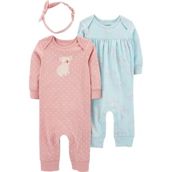 Kojenecká souprava CARTERS CARTER'S Set 3dílný overal 2ks, čelenka Pink&Mint holka LBB NB, vel. S 56