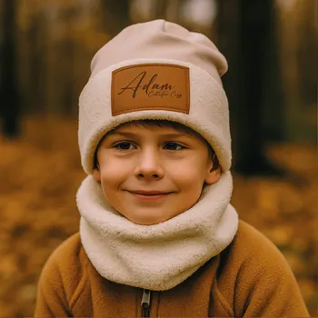 Kojenecká čepice Set čepičky a nákrčníku z beránka Barva čepičky: Béžová, Velikost čepičky: 45 cm - 48 cm - 12 - 18 měsíců, Velikost nákrčníku: 24 cm - 24 cm - Od 18 měsíců do 3 let