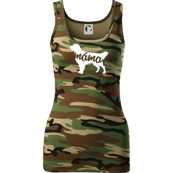 Dámské tričko Zlatý retrívr máma obrys - Dámské Maskáčové tílko - XS ( Hnědý maskáč )