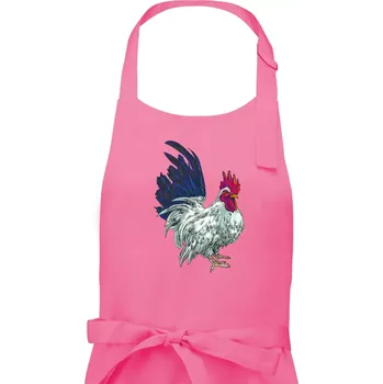 Kuchyňská zástěra Kohout kreslený bílý - Dámská zástěra na vaření - Univerzální velikost ( Růžová )