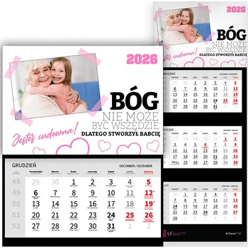 Kalendář Nástěnný Kalendář 2026 Trojdílný BŮH STVOŘIL BABIČKU Pro Babičku Dárek Vz
