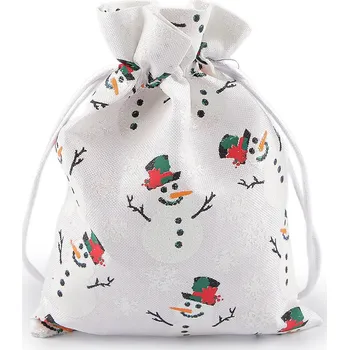 Vánoční dekorace Vánoční dárkový pytlík sněhulák 13x18 cm Varianta: 1 bílá sněhulák, Balení: 1 ks