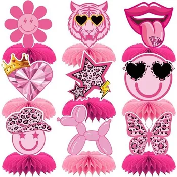 Qpout 9 ks preppy párty dekorace na stůl Y2K