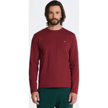 Pánské oblečení TRIČKO GANT REG SHIELD LS T-SHIRT PLUMPED RED