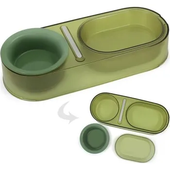 miska pro kočku SONGWAY Kočičí miska Keramická miska pro kočky - Dvojitá miska na mokré a suché krmivo, Miska na