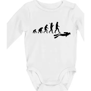 Evoluce potápění - Body kojenecké s dlouhým rukávem - Dlouhý r. do 3 měs ( Bílá )